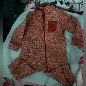 Eddie Bauer Orange Marled Zipper Footed One-Piece
